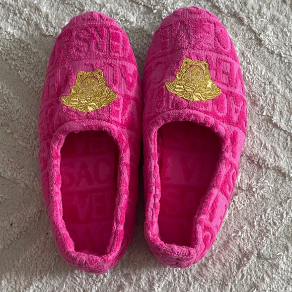 Versace Fuchsia Slippers with Gold Medusa - Picture 3 of 4